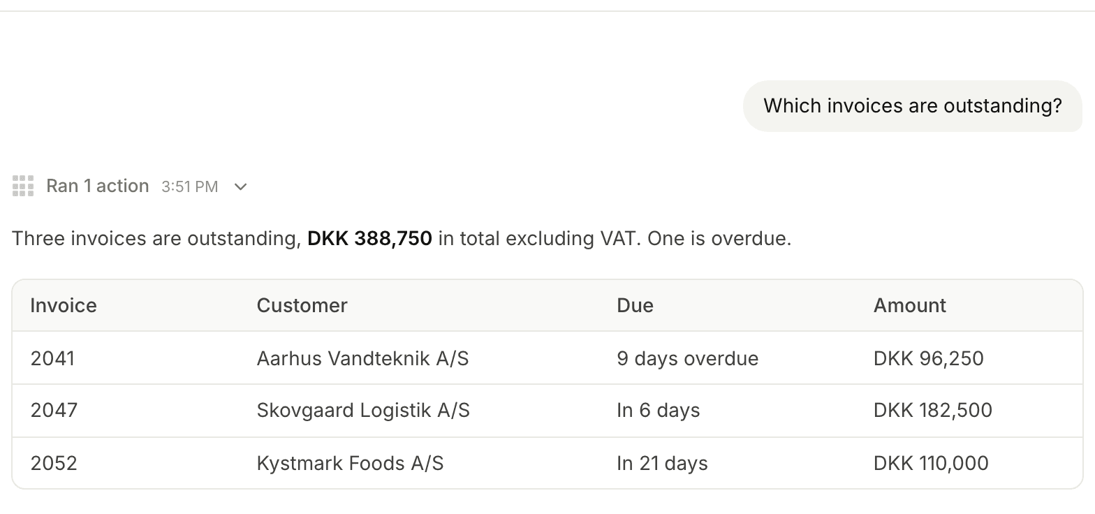 Three outstanding invoices